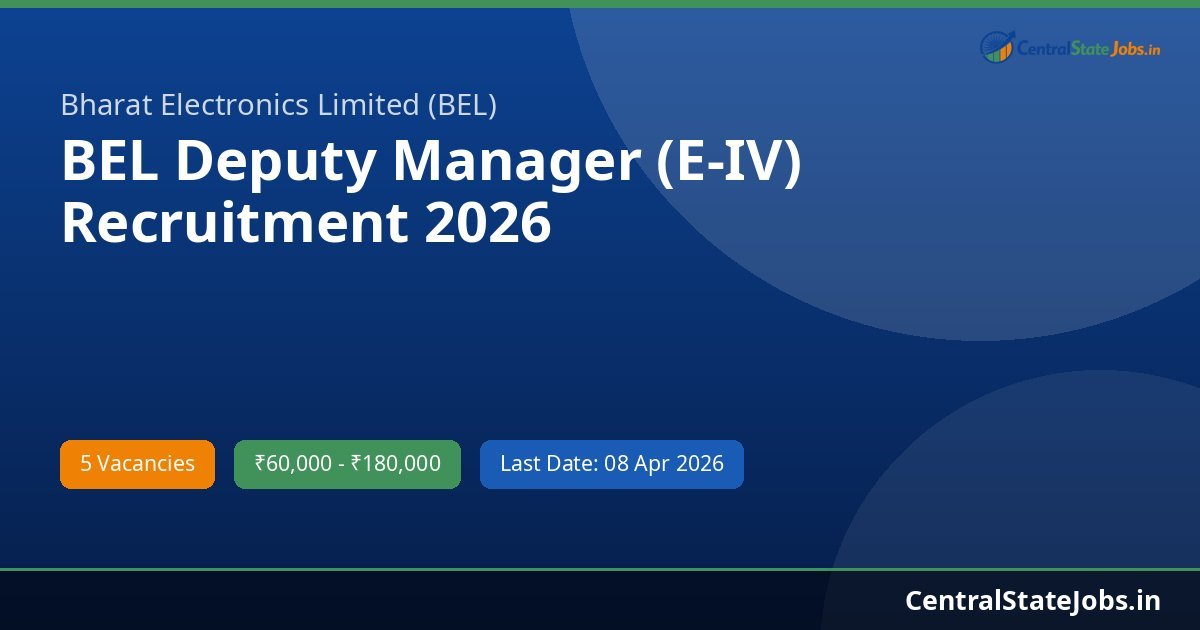 BEL Deputy Manager (E-IV) Recruitment 2026