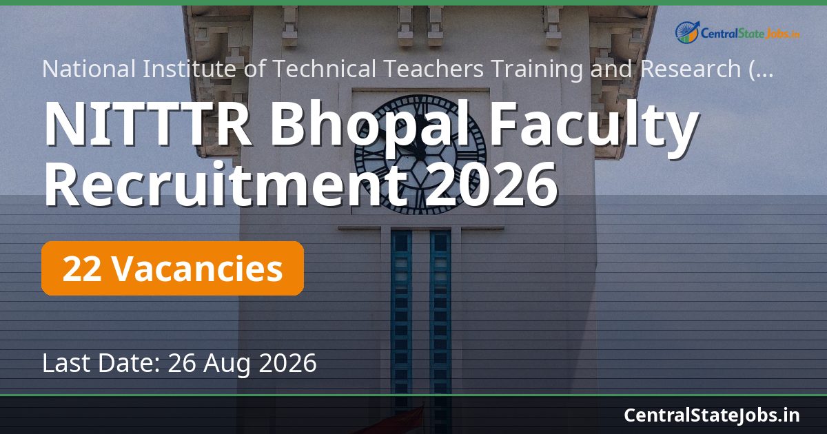 NITTTR Bhopal Faculty Recruitment 2026