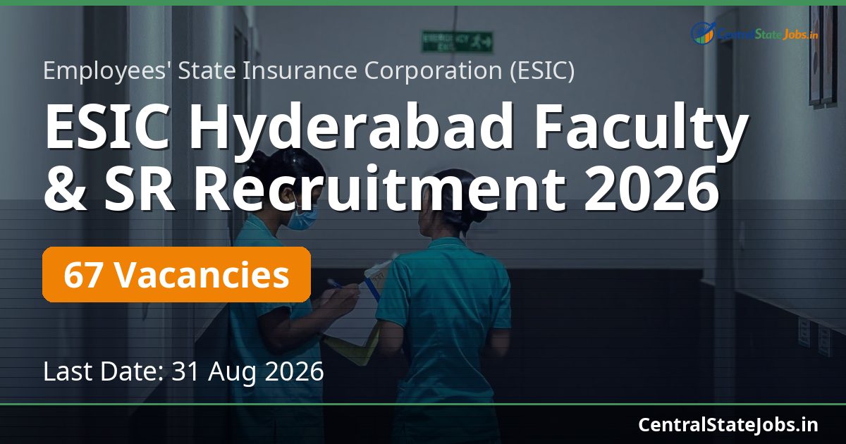 ESIC Hyderabad Faculty & SR Recruitment 2026 — 67 Vacancies