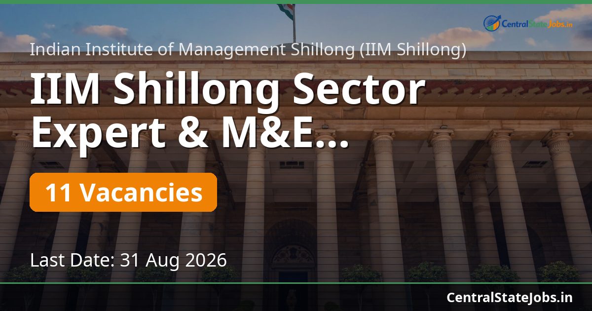 IIM Shillong Sector Expert & M&E Recruitment 2026