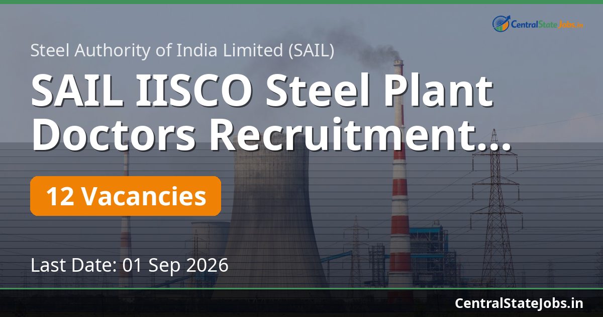 SAIL IISCO Steel Plant Doctors Recruitment 2026