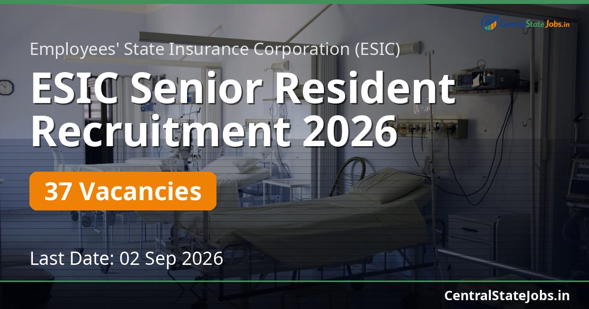ESIC Senior Resident Recruitment 2026 — 37 Vacancies