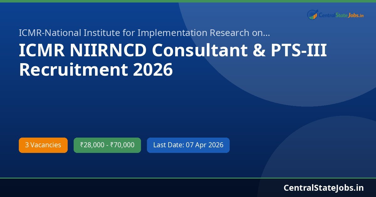ICMR NIIRNCD Consultant & PTS-III Recruitment 2026