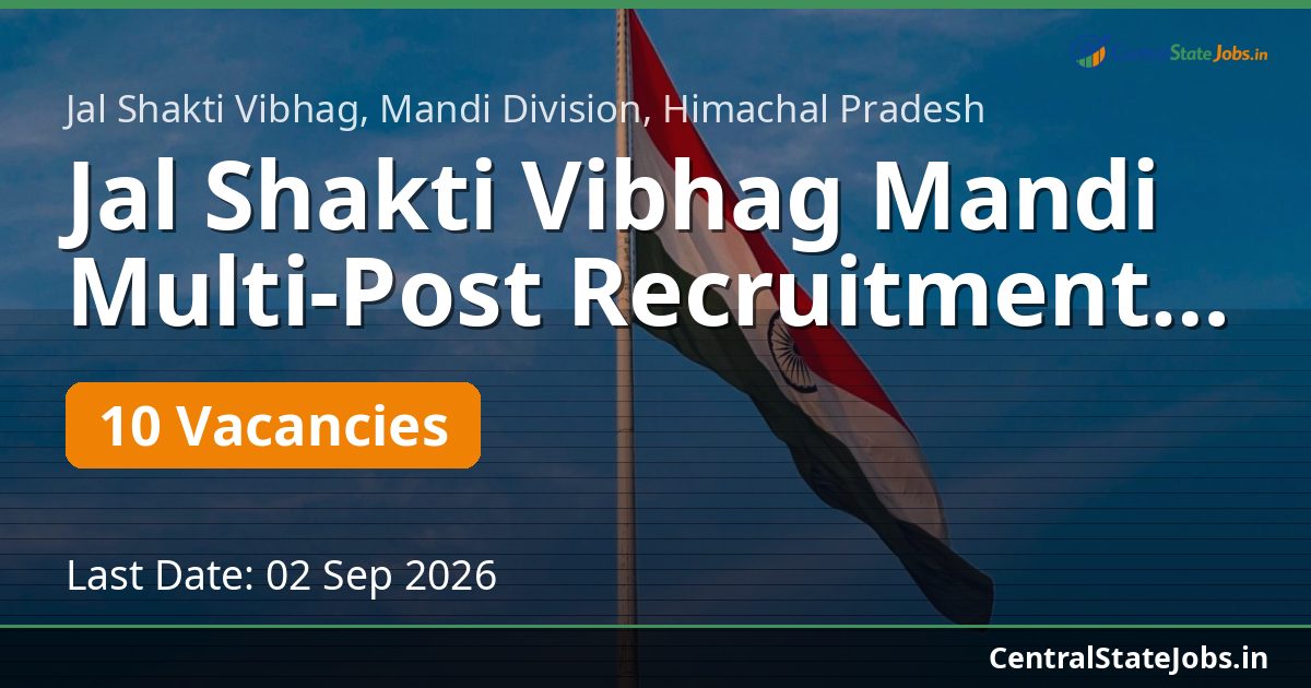 Jal Shakti Vibhag Mandi Multi-Post Recruitment 2026