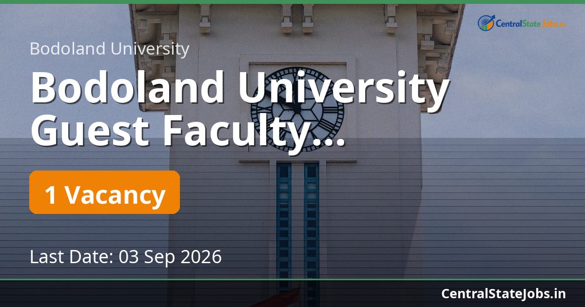 Bodoland University Guest Faculty Recruitment 2026