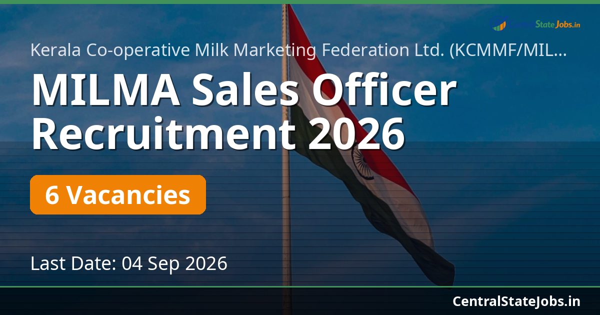 MILMA Sales Officer Recruitment 2026