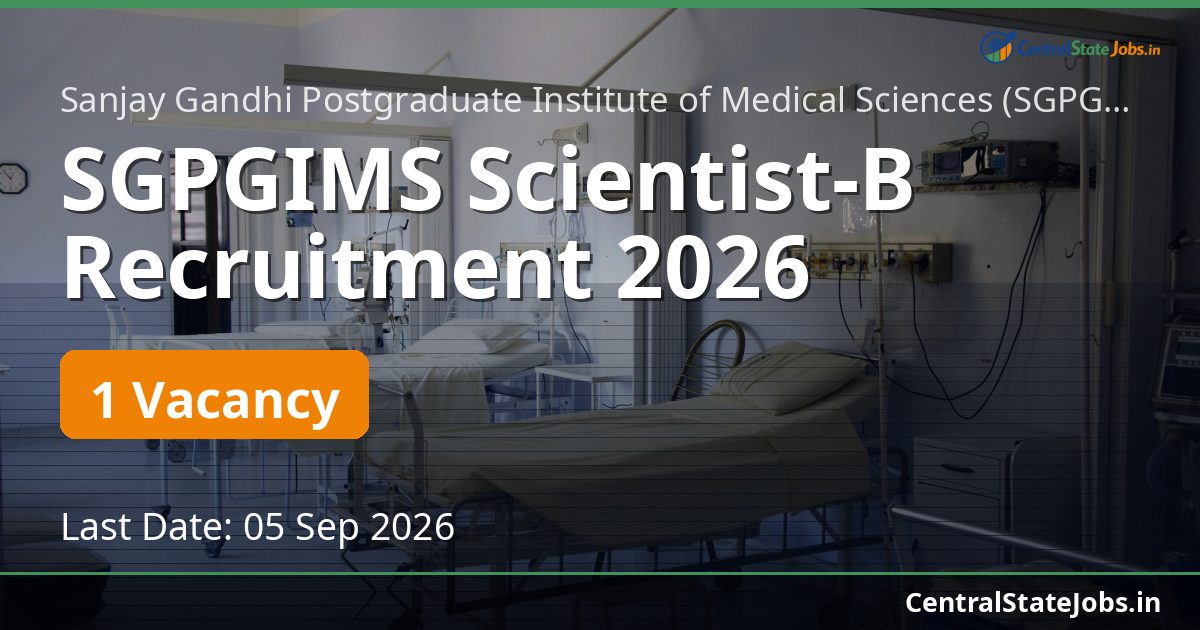 SGPGIMS Scientist-B Recruitment 2026