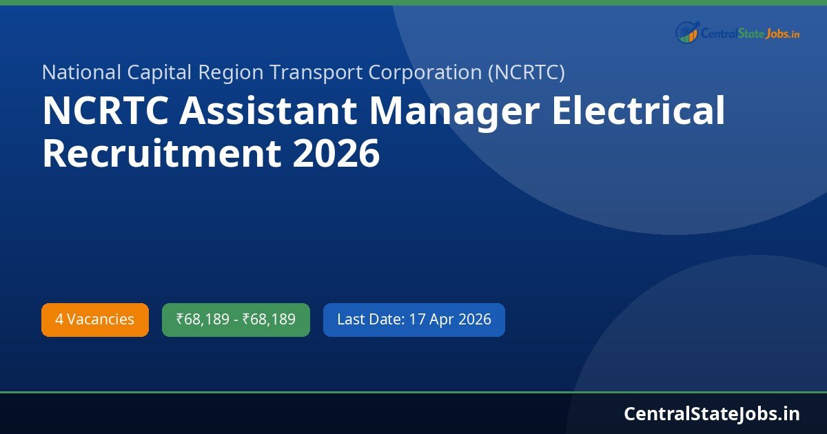 NCRTC Assistant Manager Electrical Recruitment 2026