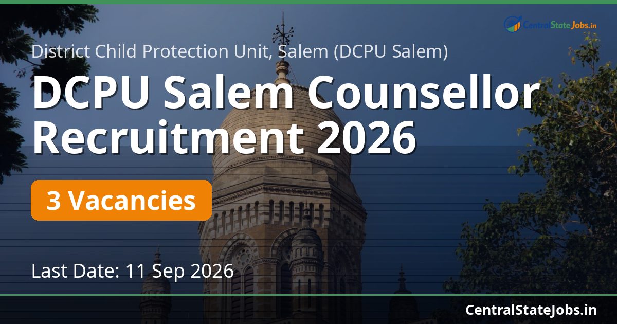 DCPU Salem Counsellor Recruitment 2026