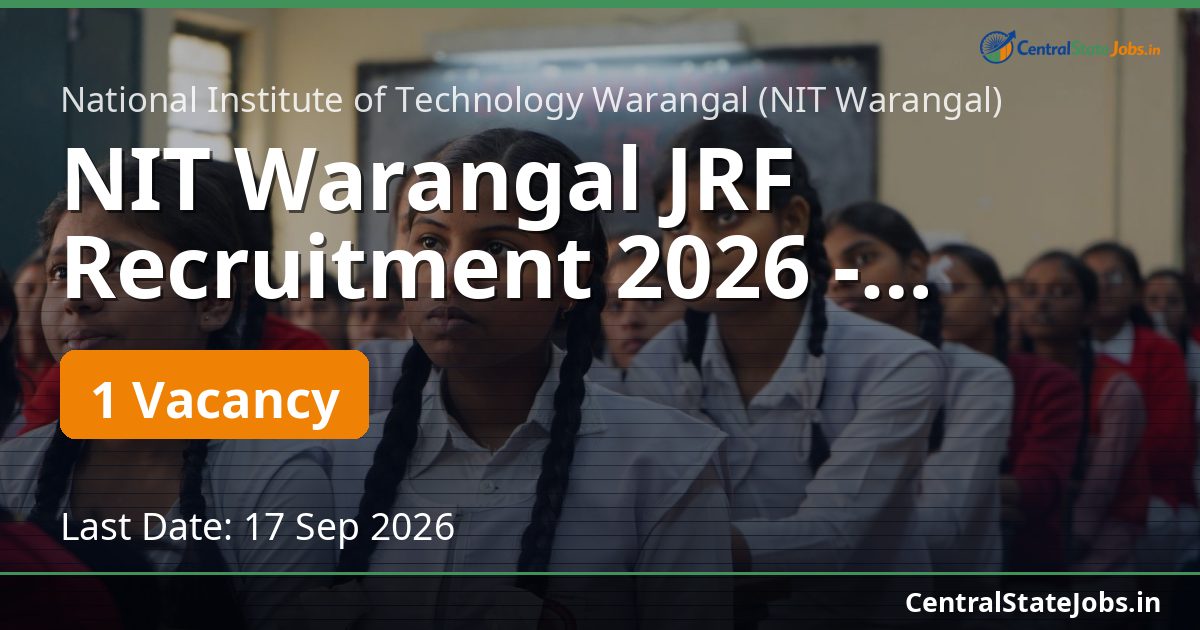NIT Warangal JRF Recruitment 2026 - Hydrology AI
