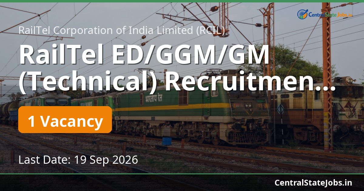 RailTel ED/GGM/GM (Technical) Recruitment 2026