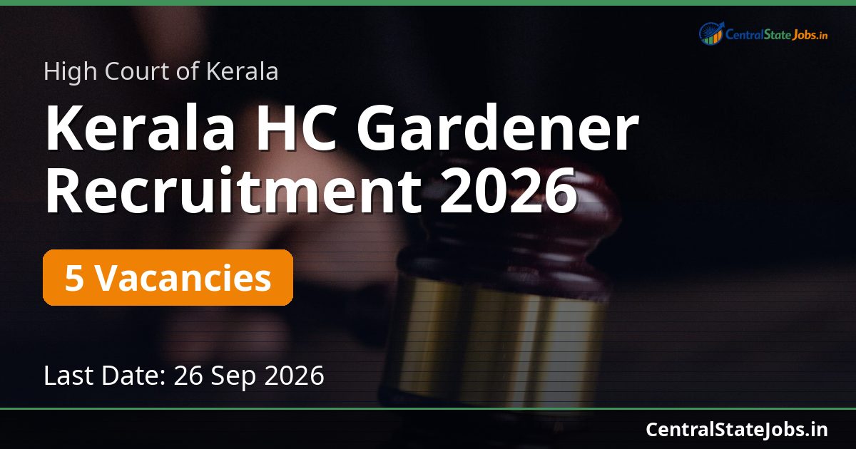 Kerala HC Gardener Recruitment 2026