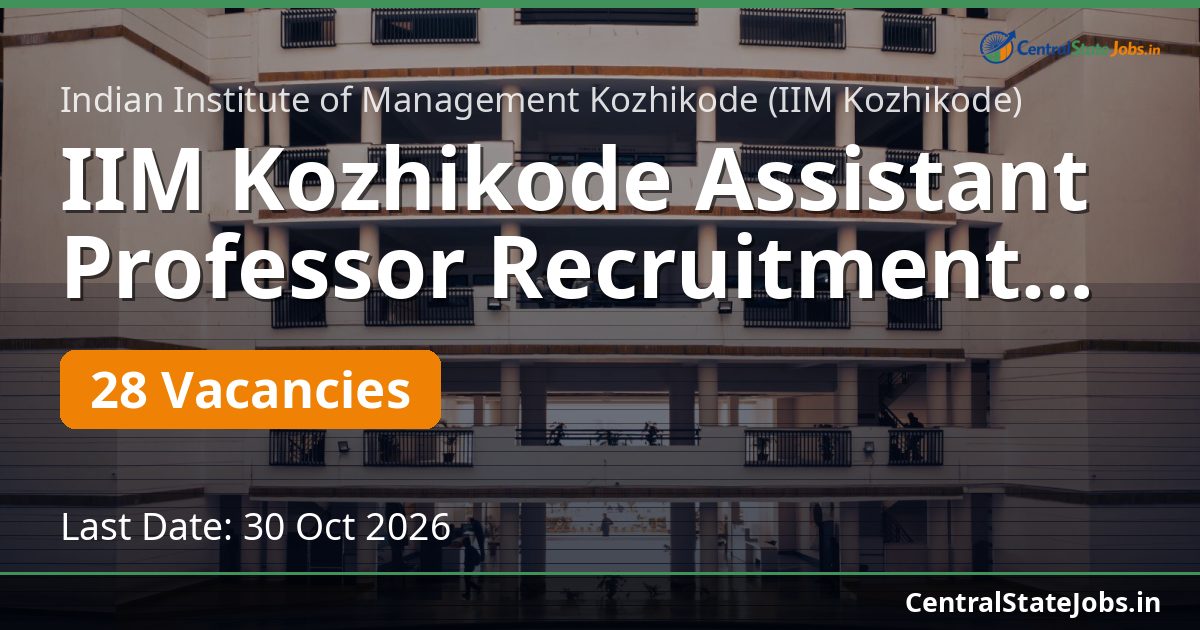 IIM Kozhikode Assistant Professor Recruitment 2026