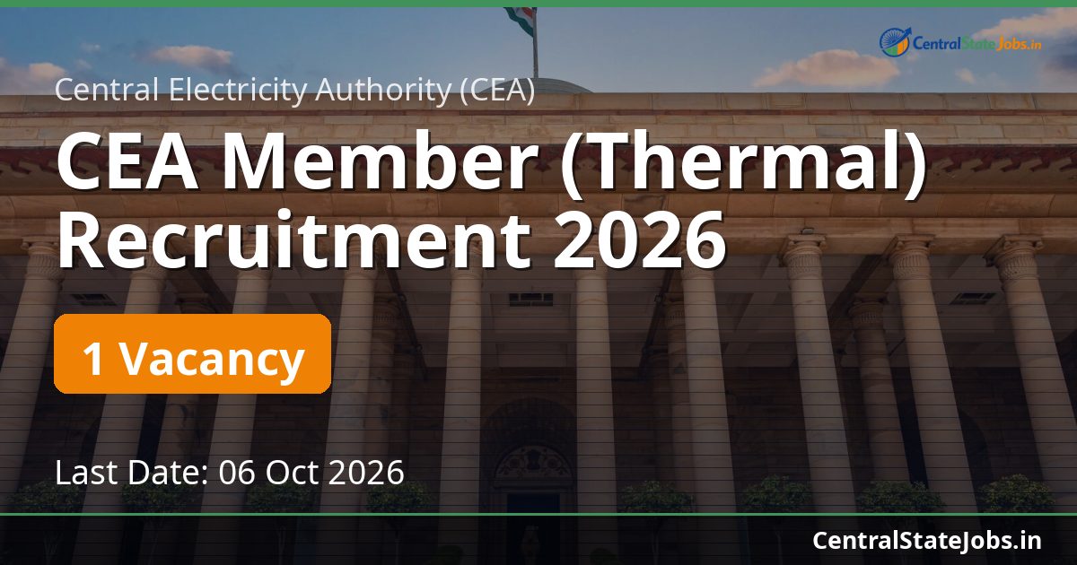 CEA Member (Thermal) Recruitment 2026