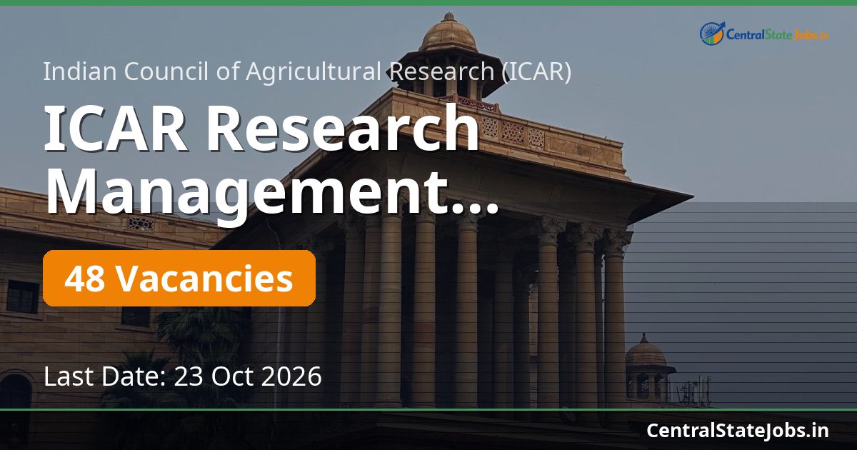 ICAR Research Management Recruitment 2026 — 48 Vacancies