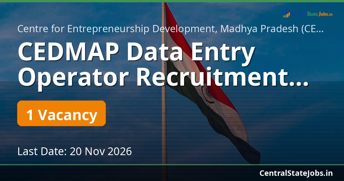CEDMAP Data Entry Operator Recruitment 2026