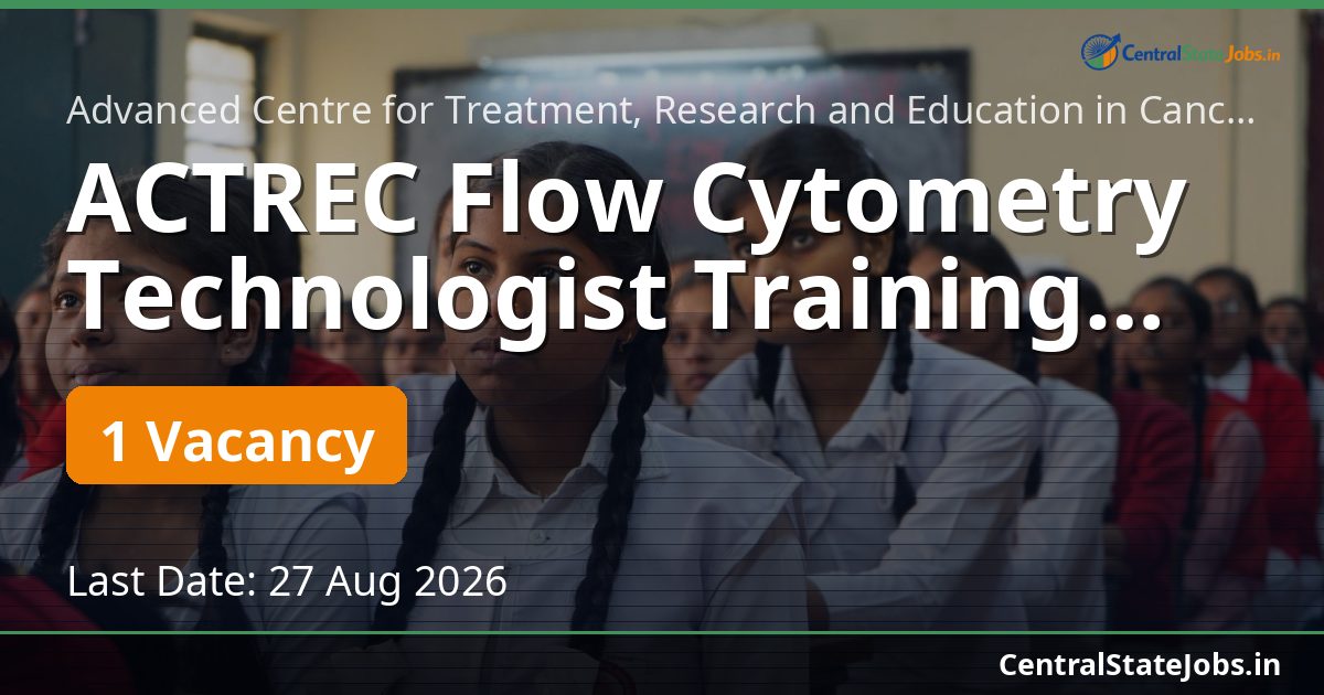 ACTREC Flow Cytometry Technologist Training 2026