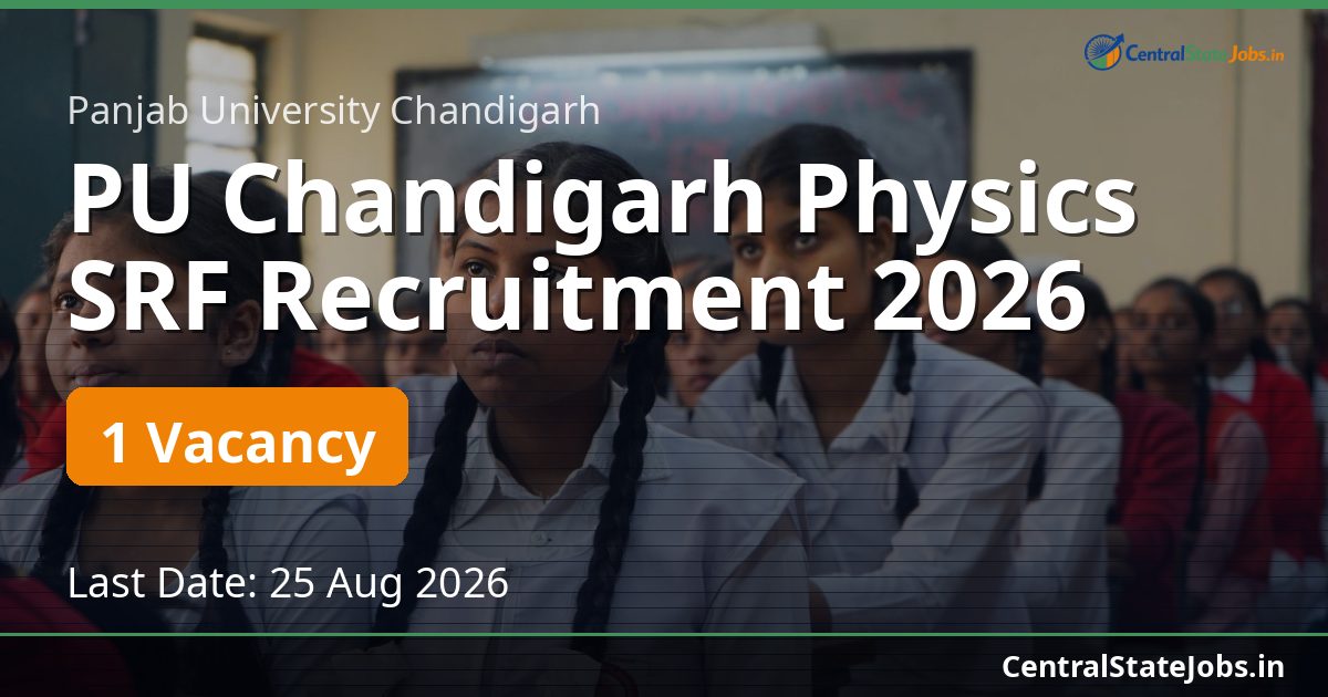 PU Chandigarh Physics SRF Recruitment 2026