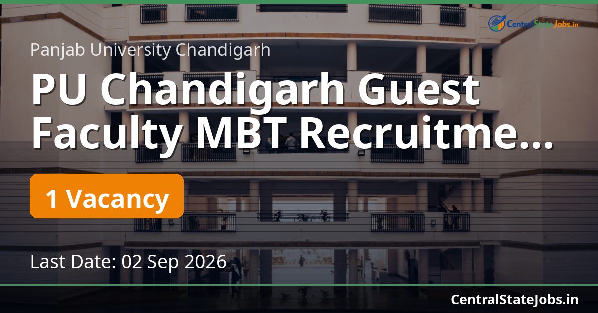 PU Chandigarh Guest Faculty MBT Recruitment 2026