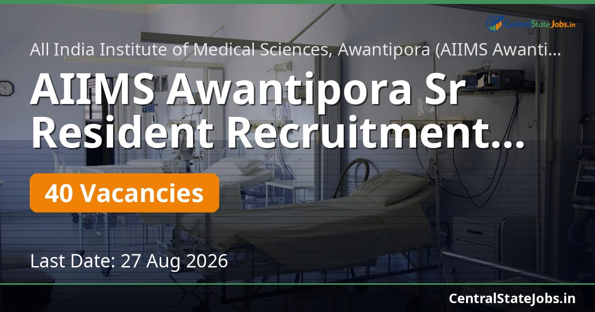 AIIMS Awantipora Sr Resident Recruitment 2026 — 40 Vacancies