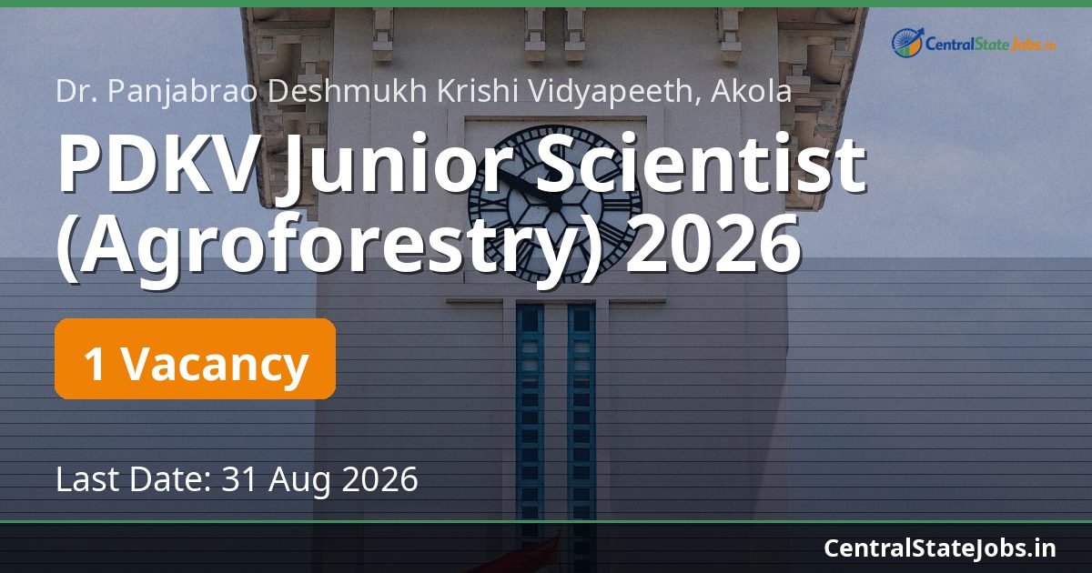 PDKV Junior Scientist (Agroforestry) 2026