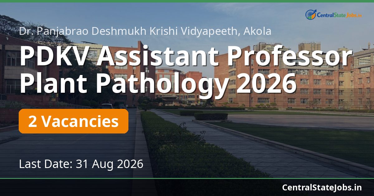 PDKV Assistant Professor Plant Pathology 2026