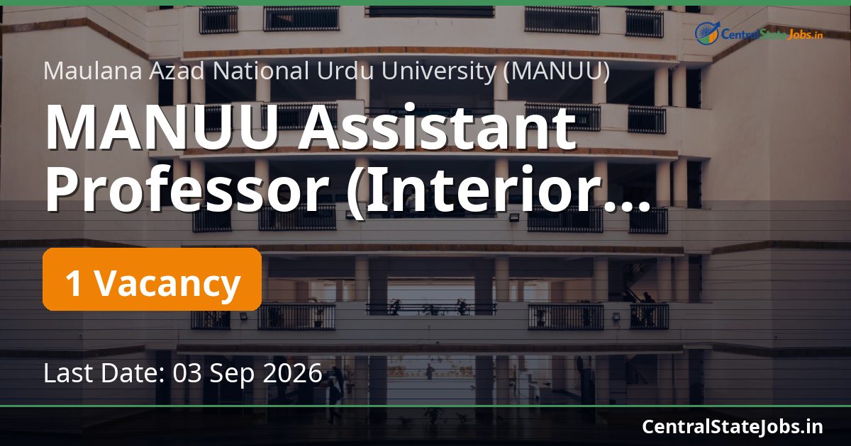 MANUU Assistant Professor (Interior Design) Recruitment 2026