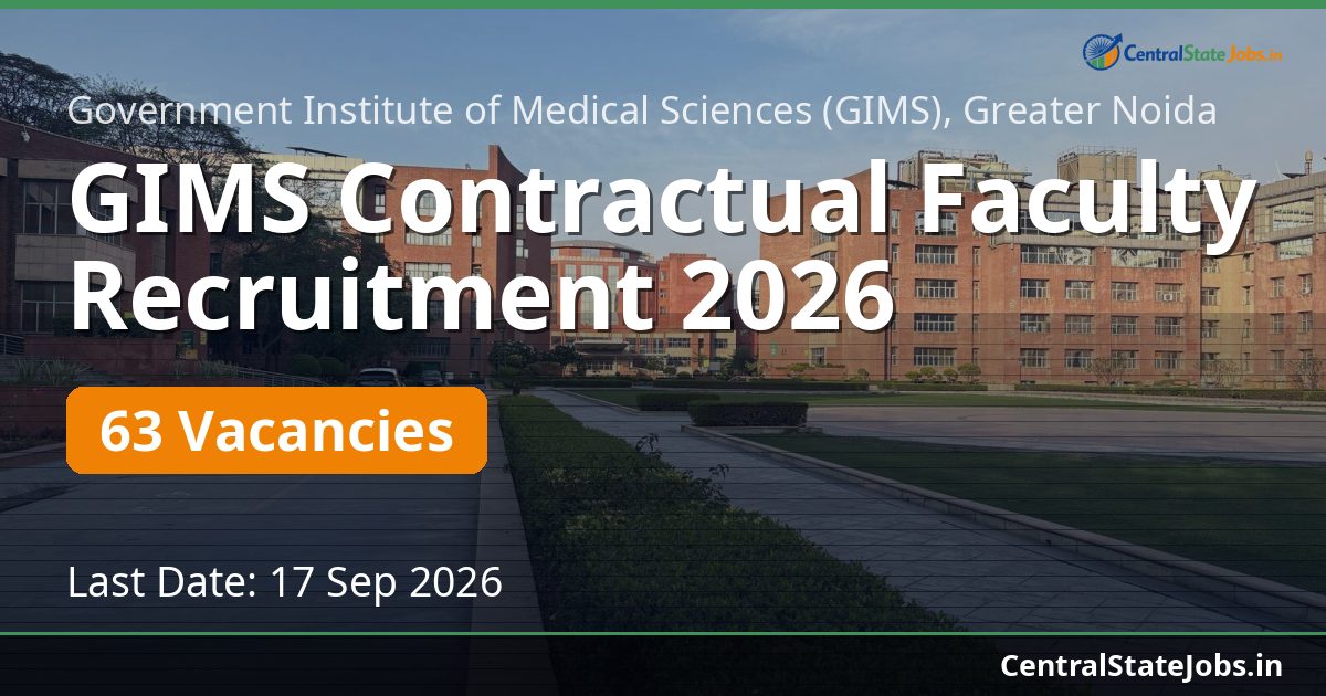 GIMS Contractual Faculty Recruitment 2026 — 63 Vacancies