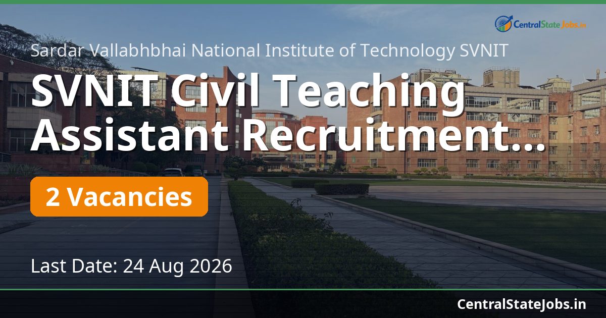 SVNIT Civil Teaching Assistant Recruitment 2026