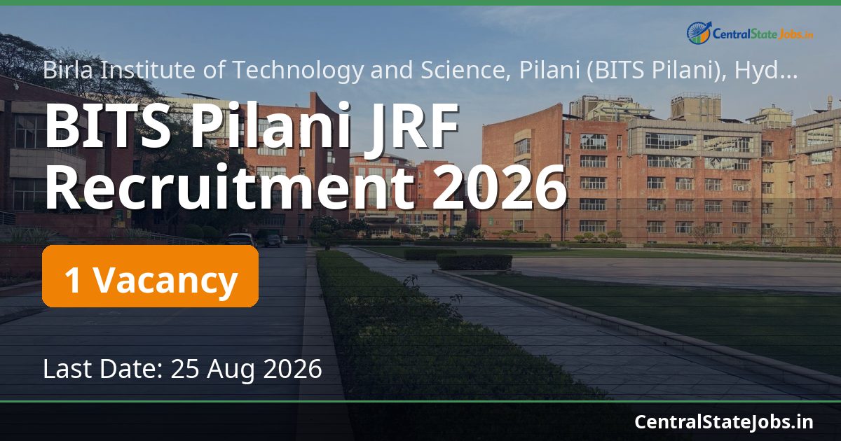 BITS Pilani JRF Recruitment 2026