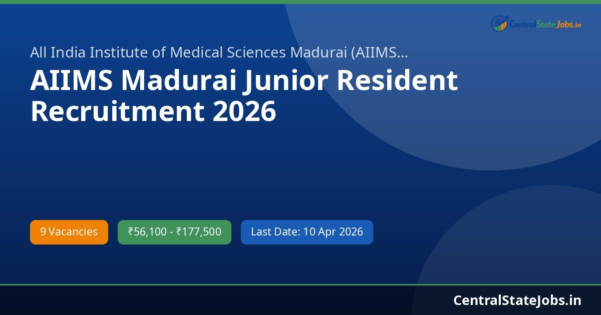 AIIMS Madurai Junior Resident Recruitment 2026