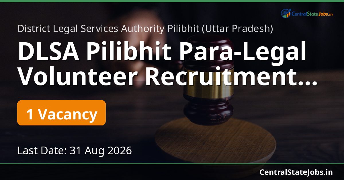 DLSA Pilibhit Para-Legal Volunteer Recruitment 2026