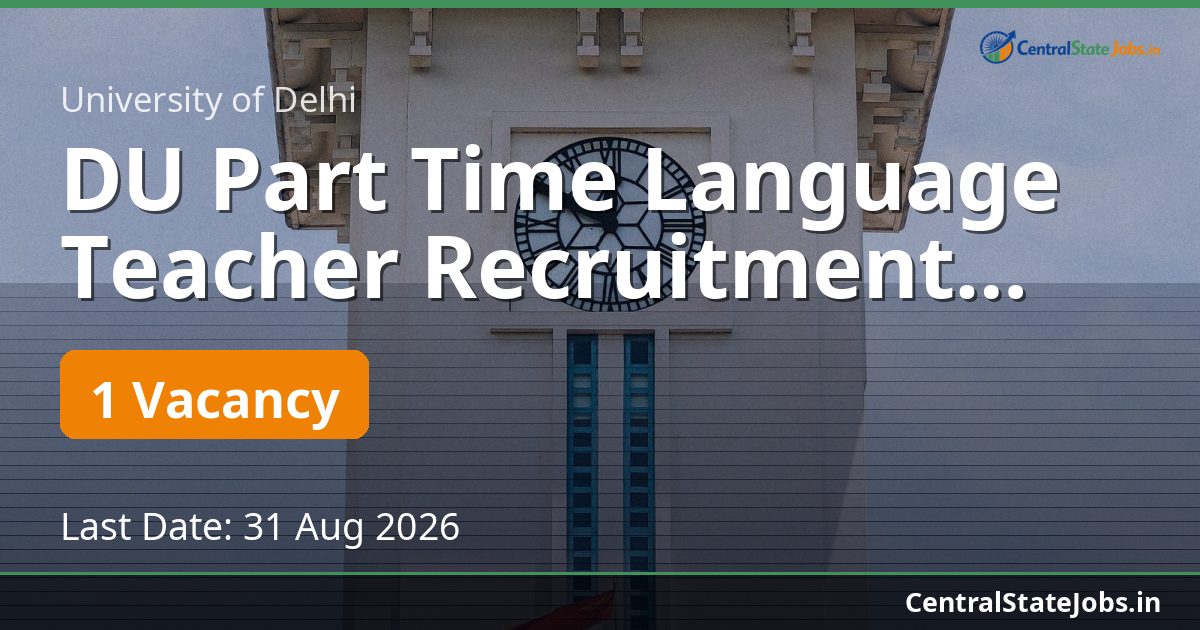 DU Part Time Language Teacher Recruitment 2026