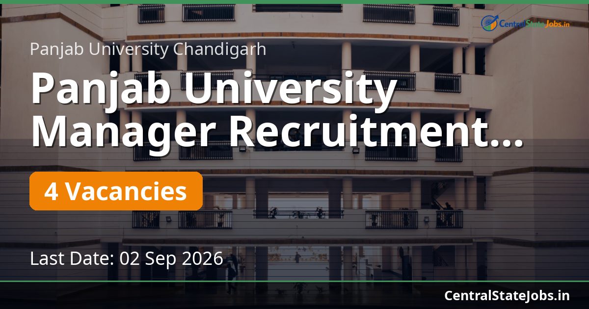 Panjab University Manager Recruitment 2026