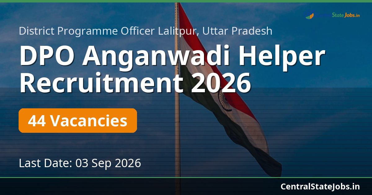 DPO Anganwadi Helper Recruitment 2026 — 44 Vacancies