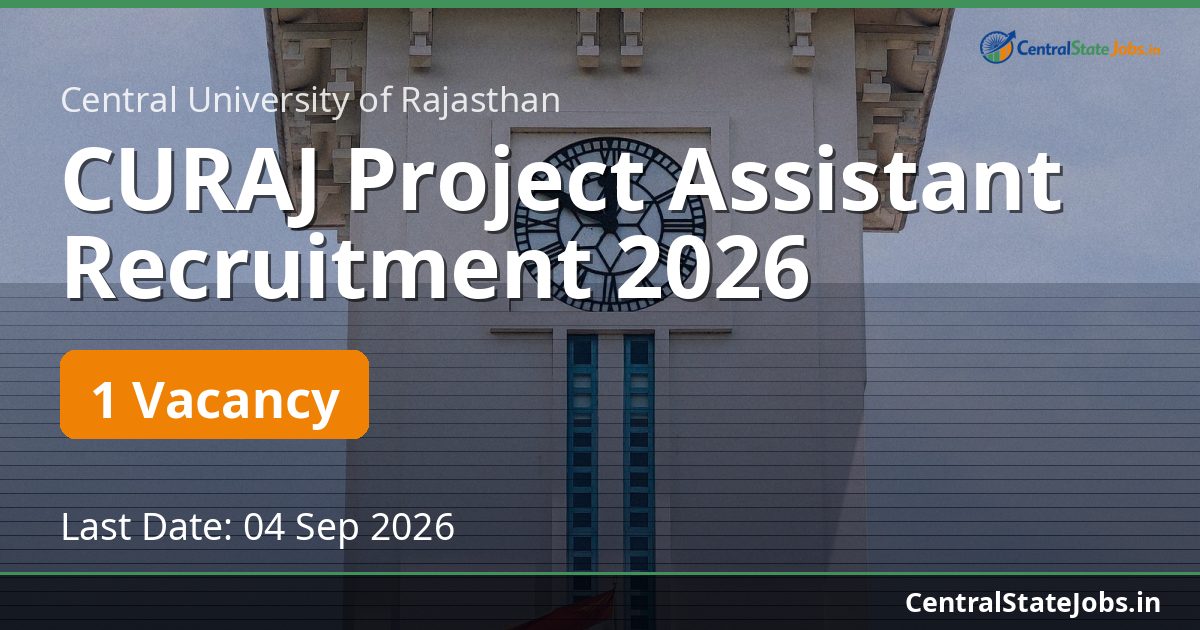 CURAJ Project Assistant Recruitment 2026