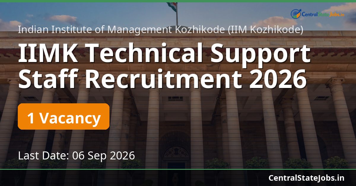 IIMK Technical Support Staff Recruitment 2026