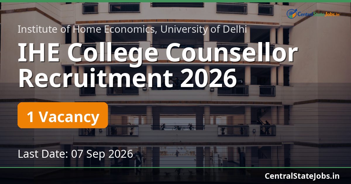 IHE College Counsellor Recruitment 2026