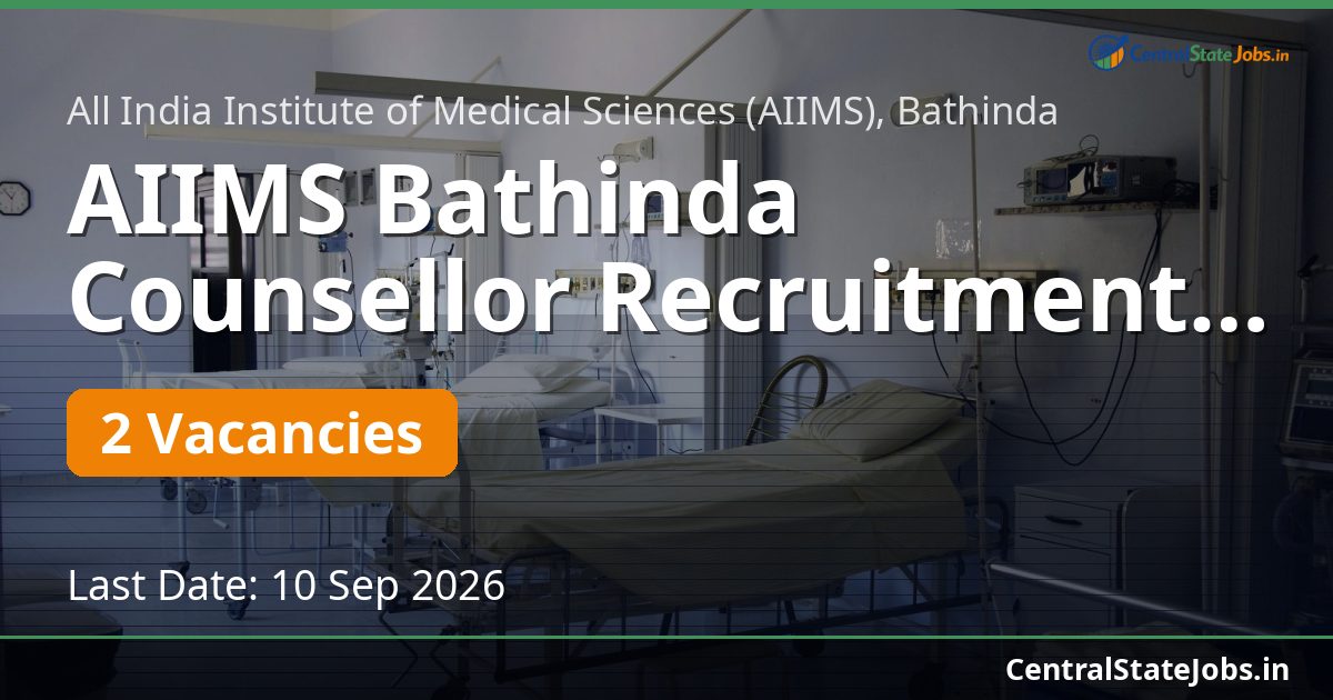 AIIMS Bathinda Counsellor Recruitment 2026