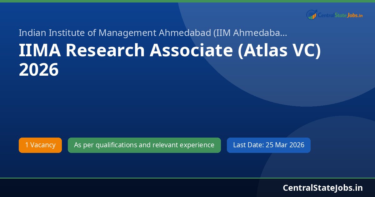 IIMA Research Associate (Atlas VC) 2026