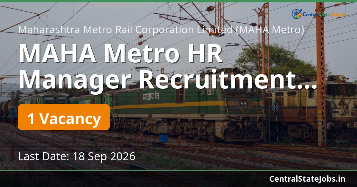 MAHA Metro HR Manager Recruitment 2026