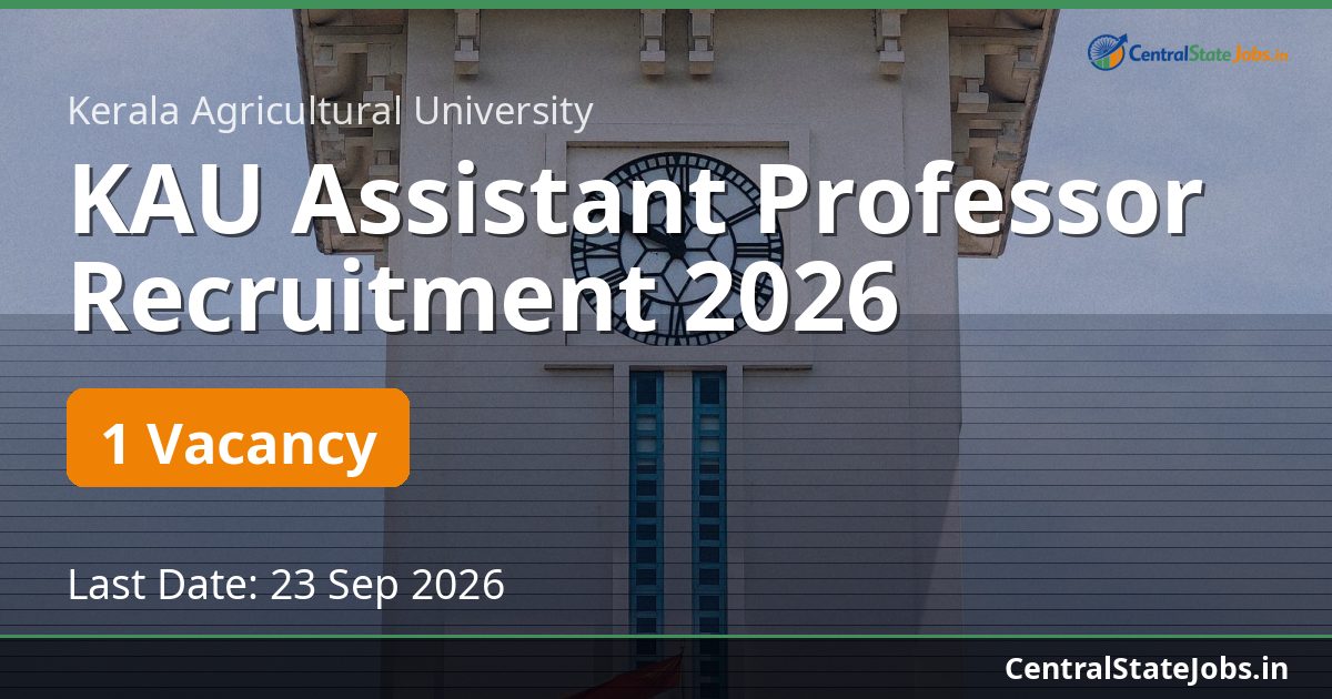 KAU Assistant Professor Recruitment 2026