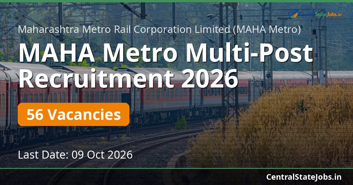 MAHA Metro Multi-Post Recruitment 2026 — 56 Vacancies