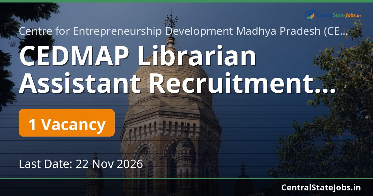 CEDMAP Librarian Assistant Recruitment 2026