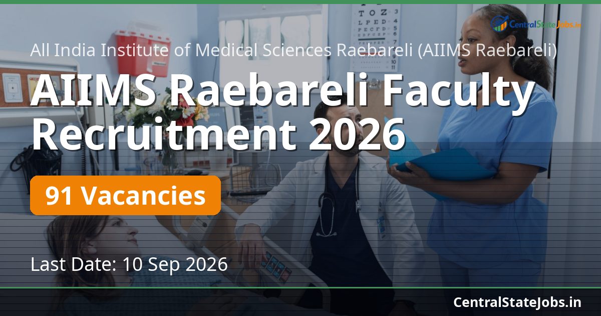 AIIMS Raebareli Faculty Recruitment 2026 — 91 Vacancies
