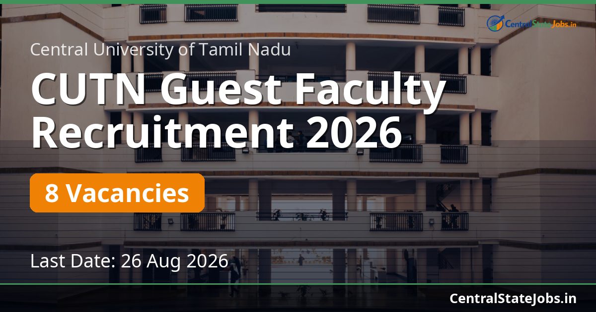 CUTN Guest Faculty Recruitment 2026