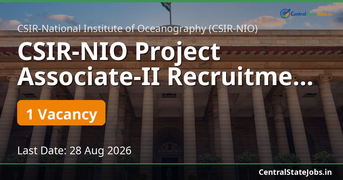 CSIR-NIO Project Associate-II Recruitment 2026