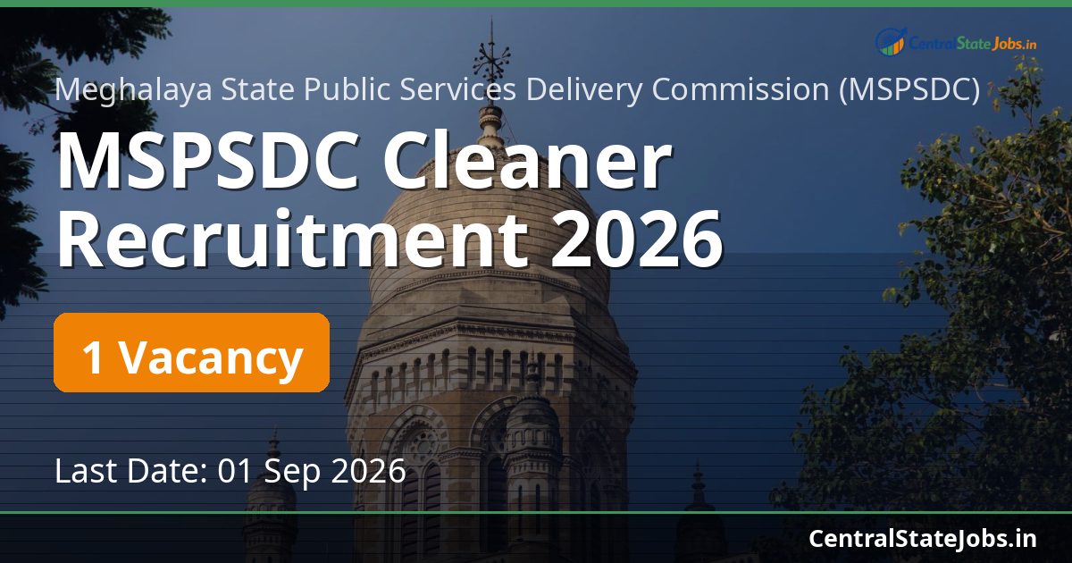 MSPSDC Cleaner Recruitment 2026