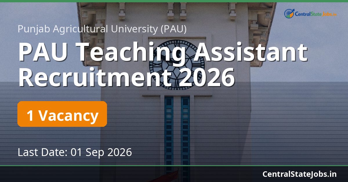 PAU Teaching Assistant Recruitment 2026