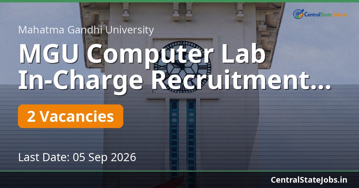 MGU Computer Lab In-Charge Recruitment 2026